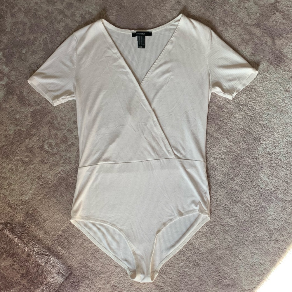 Like New White Ribbed Bodysuit